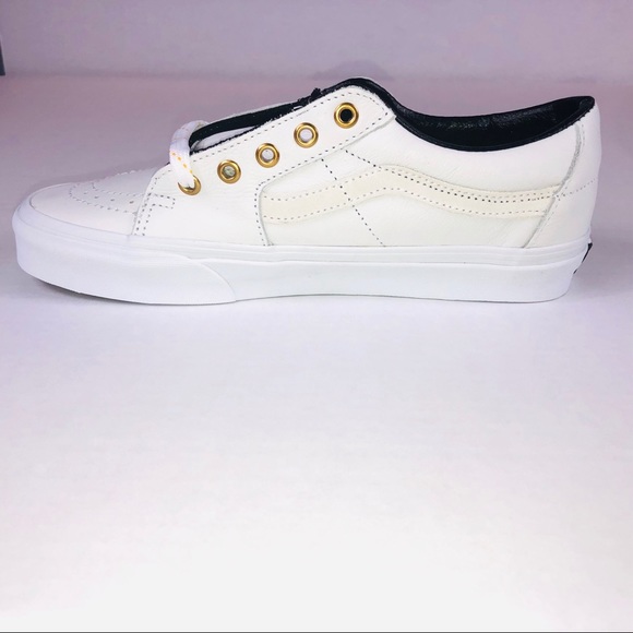 VANS SK8 Low Leather True White & Gold Sneakers - Picture 3 of 10